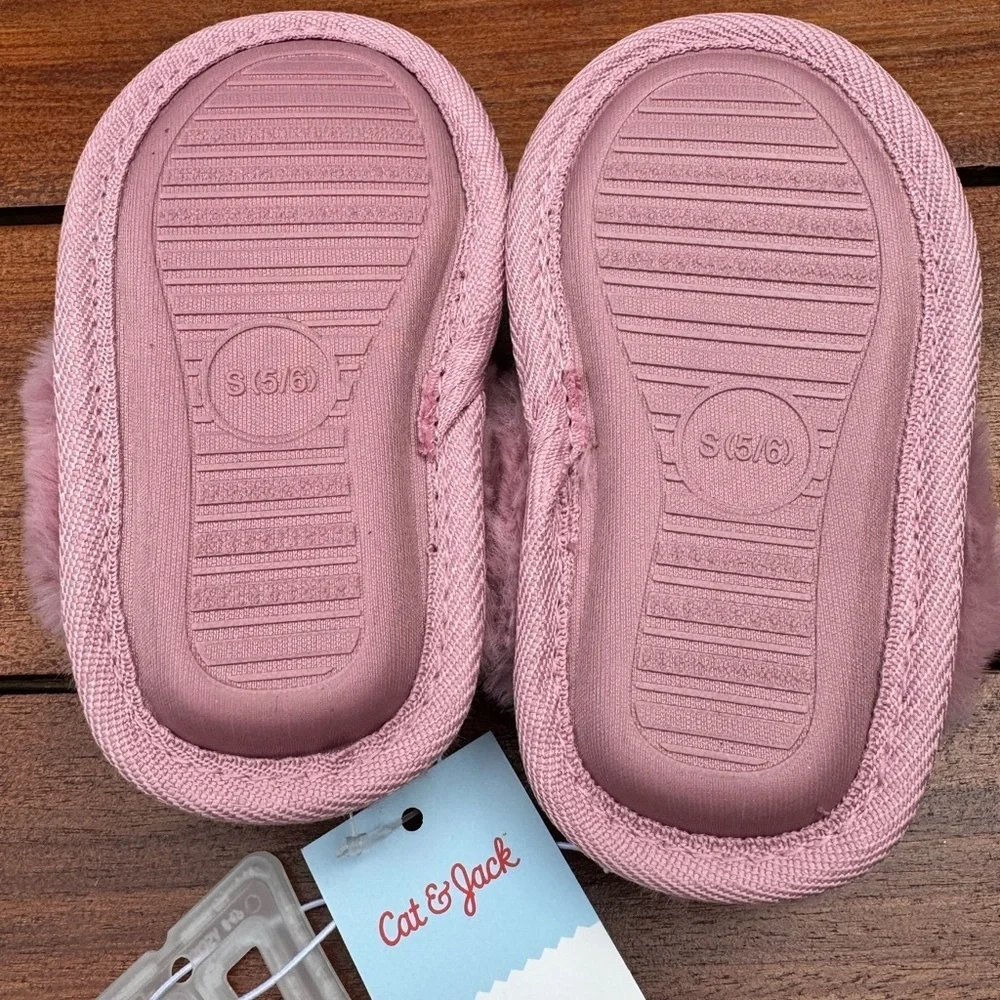 Cat & Jack Toddler Lilac Metallic Scuff Slippers Pink Size 5/6 – NWT